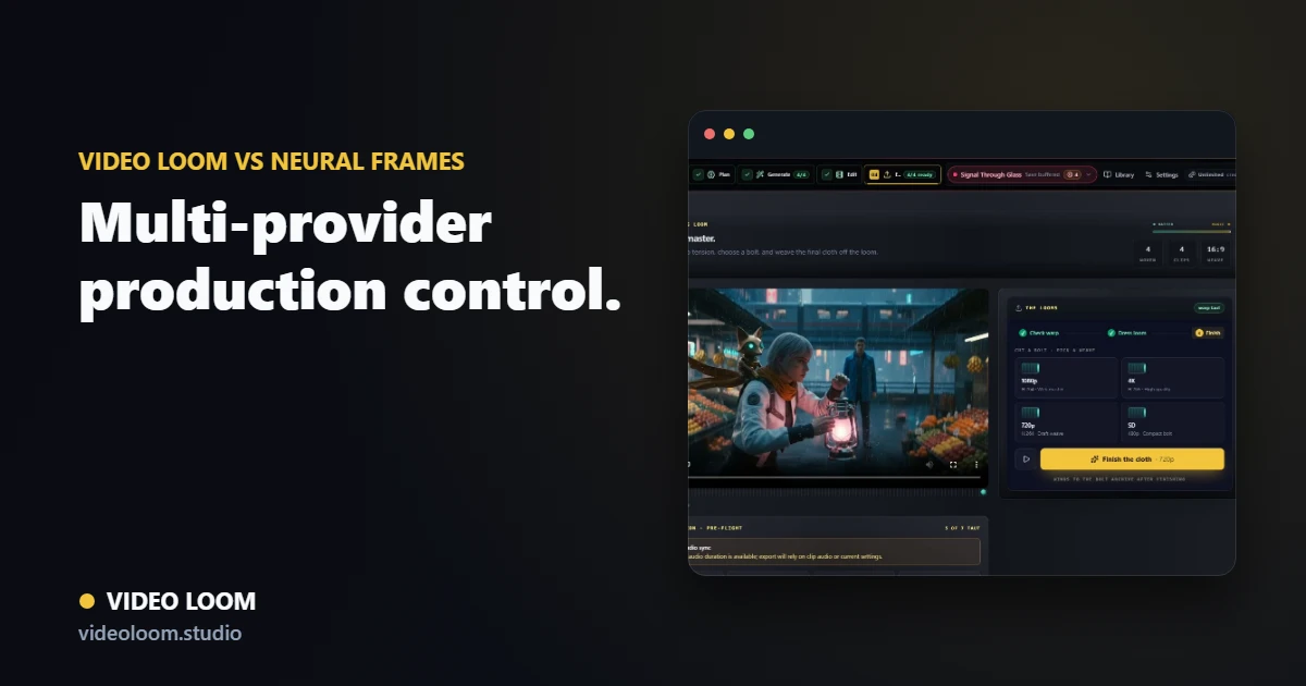 Video Loom production workspace compared with Neural Frames