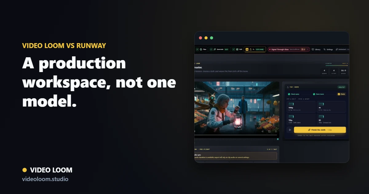 Video Loom production workspace compared with Runway